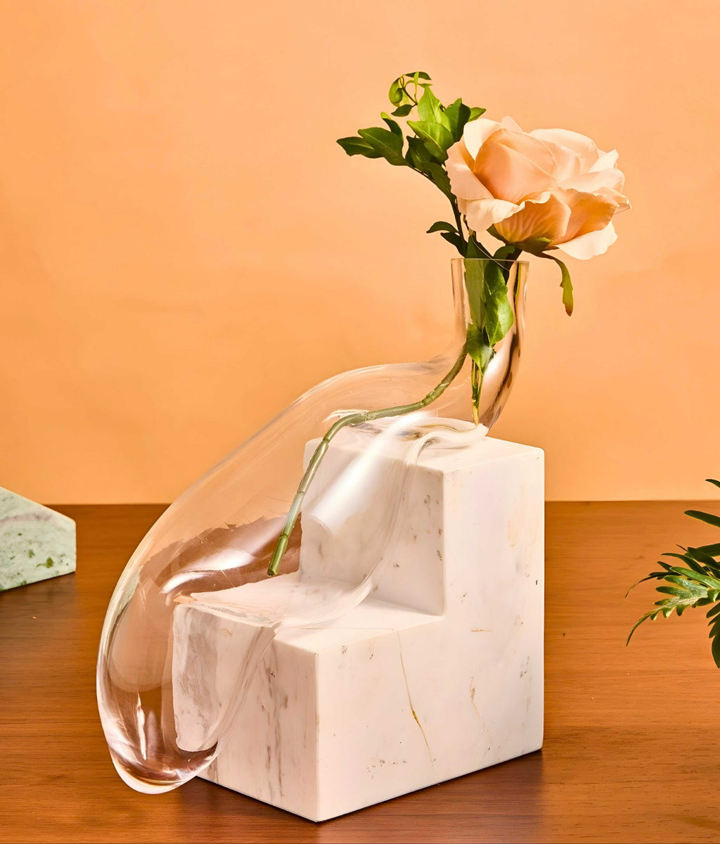 Curved Stepped Vase with Marble Base