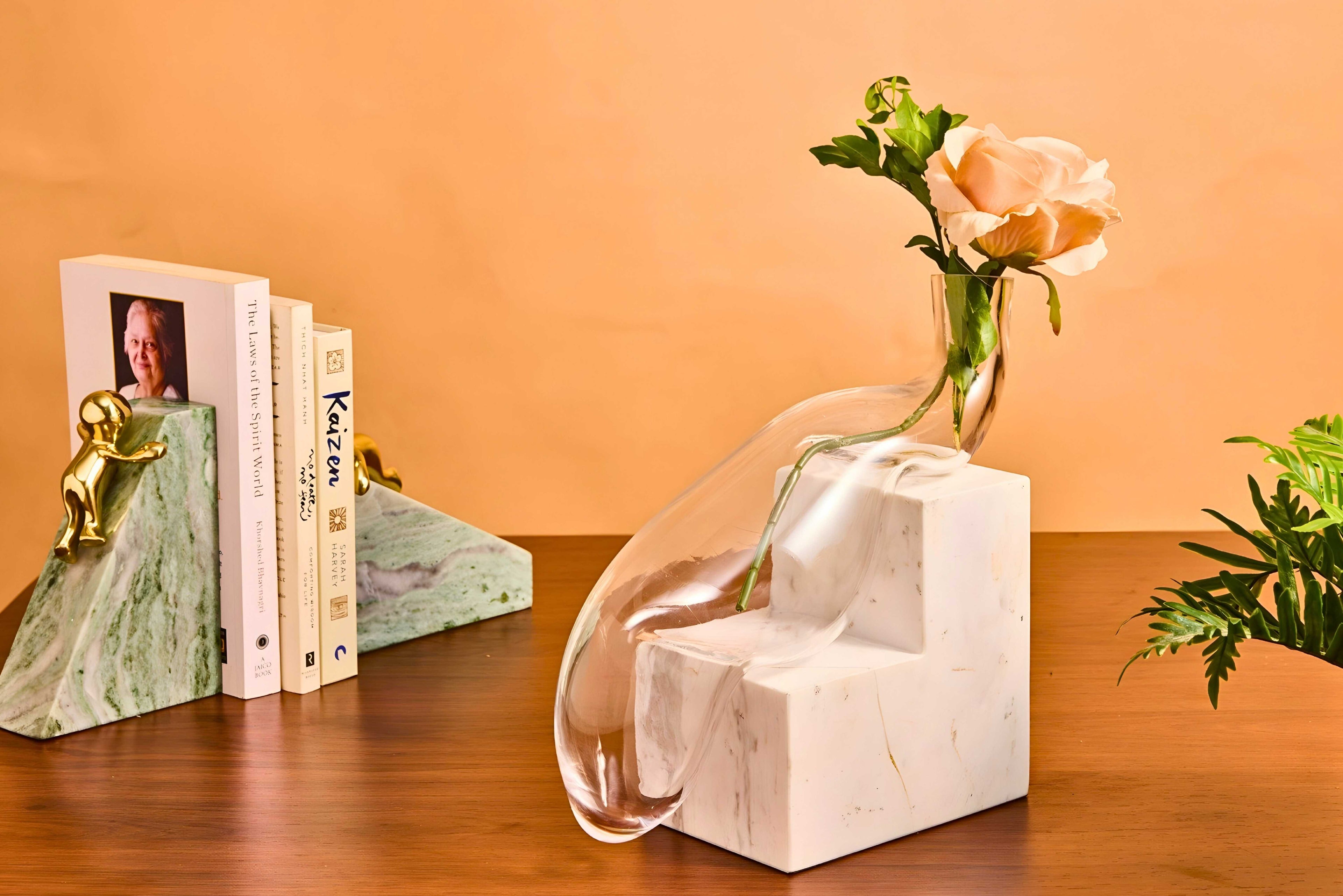 Curved Stepped Vase with Marble Base