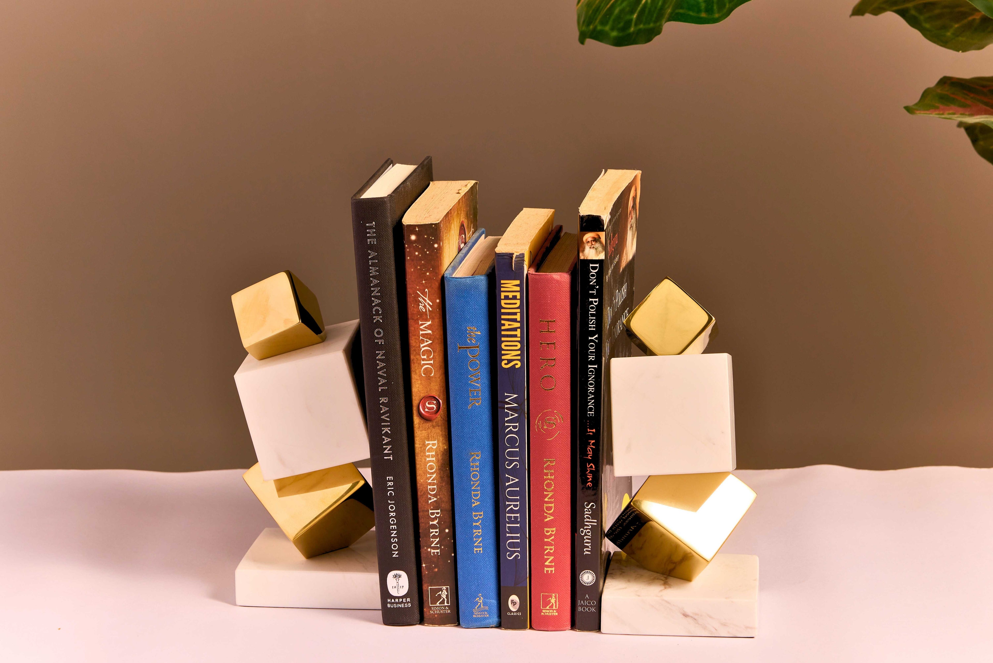 Golden Cube Bookend Set