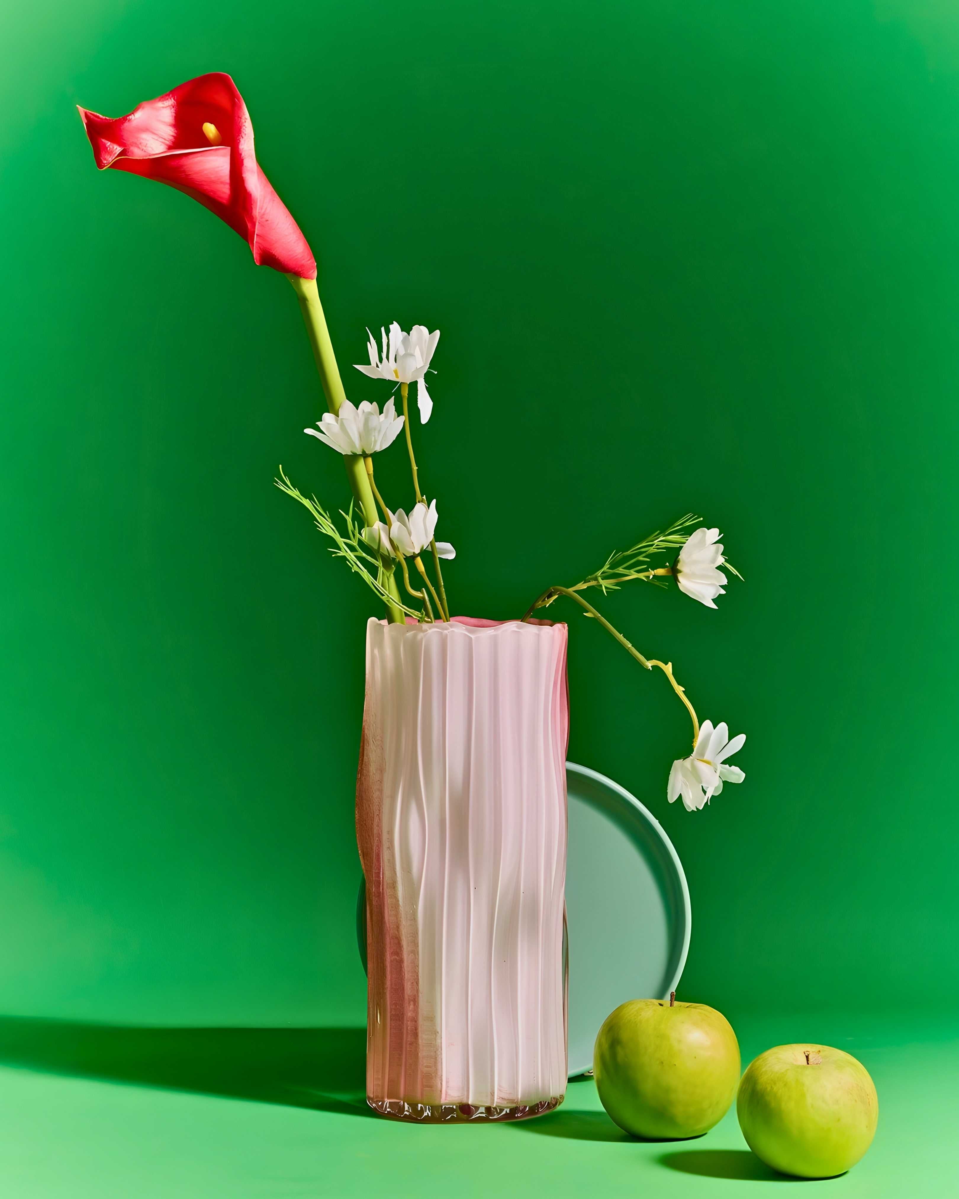 Crimson Swirl Glass Vase