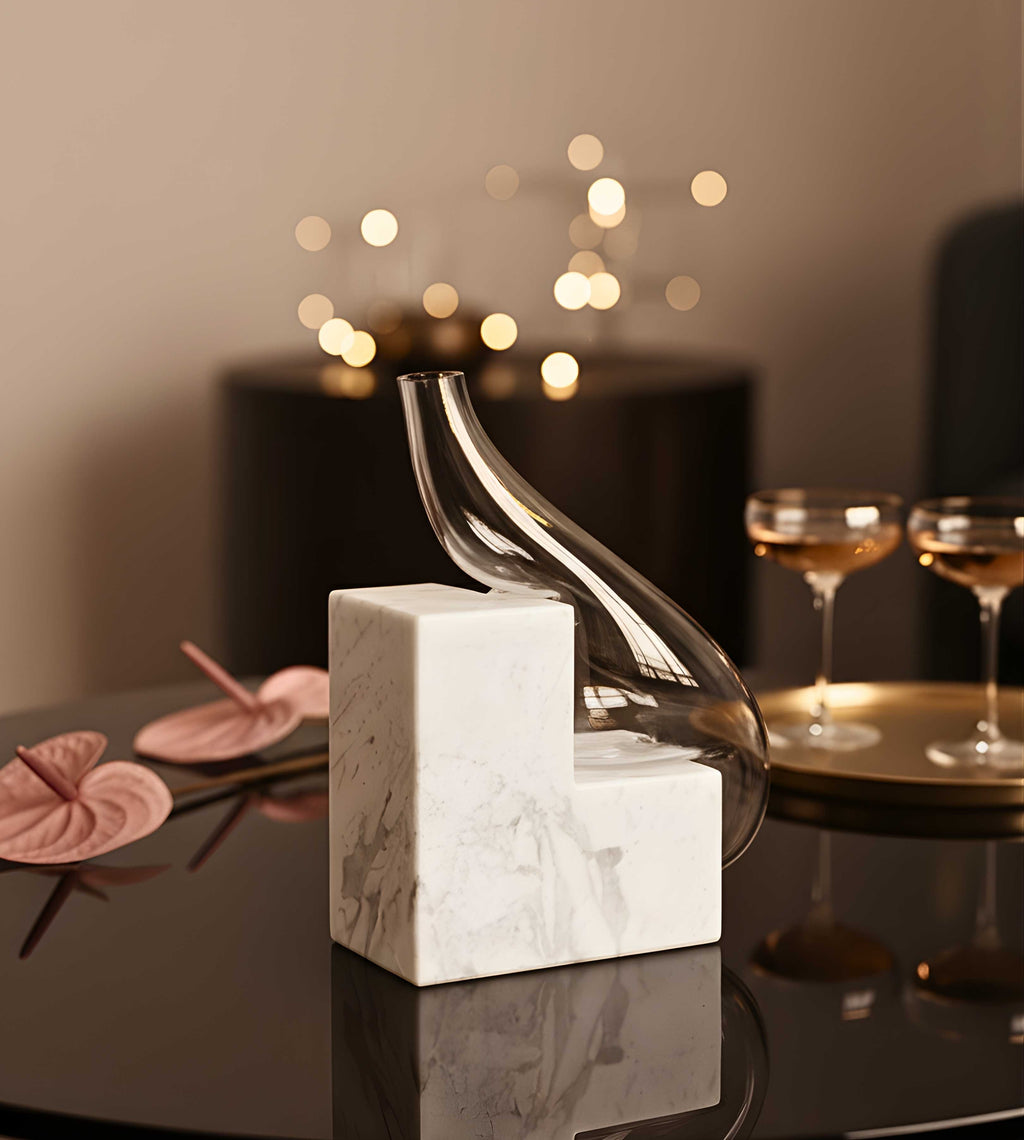 Curved Stepped Vase with Marble Base