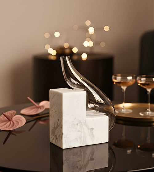 Curved Stepped Vase with Marble Base