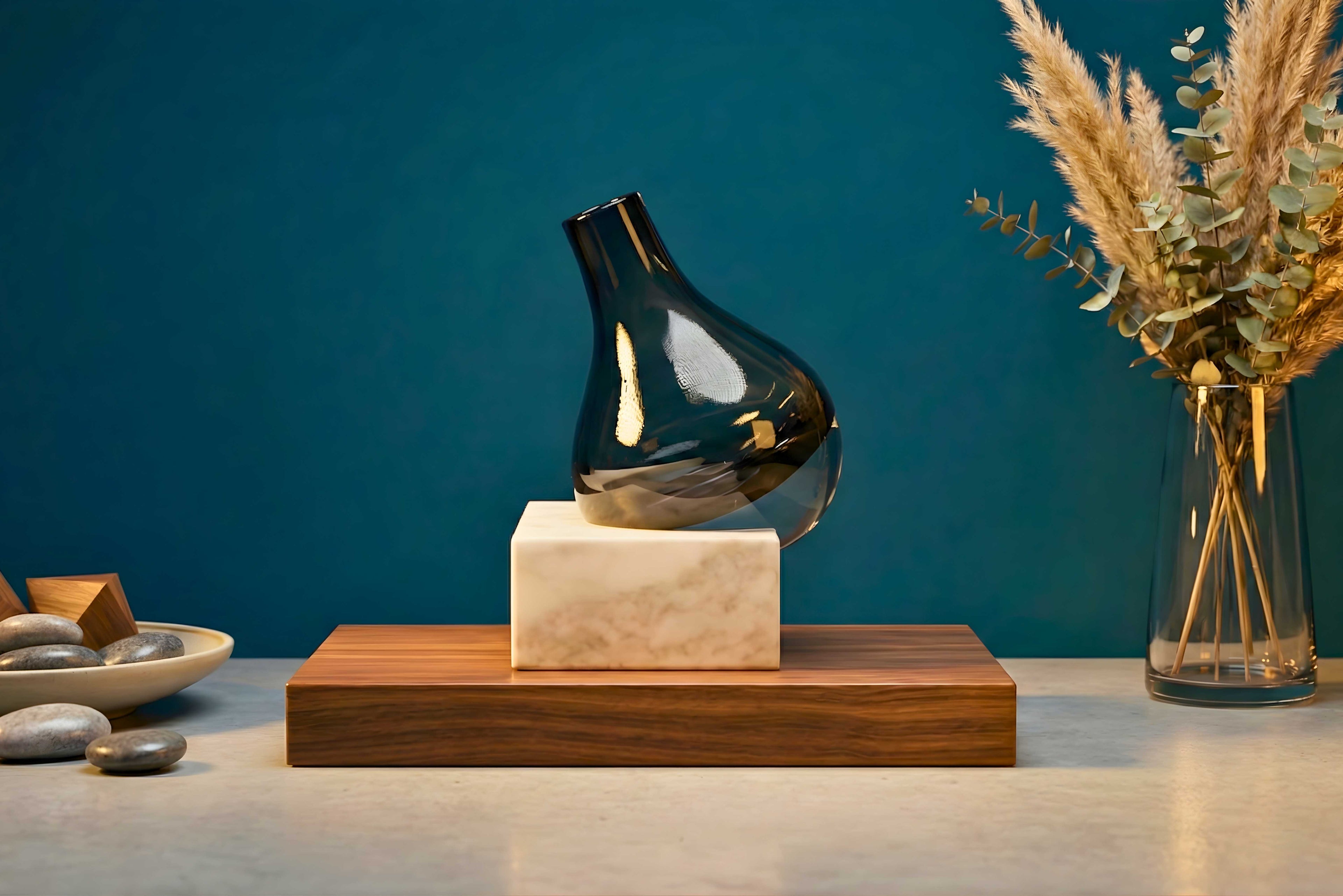 Charm Bottle Vase with Marble Base