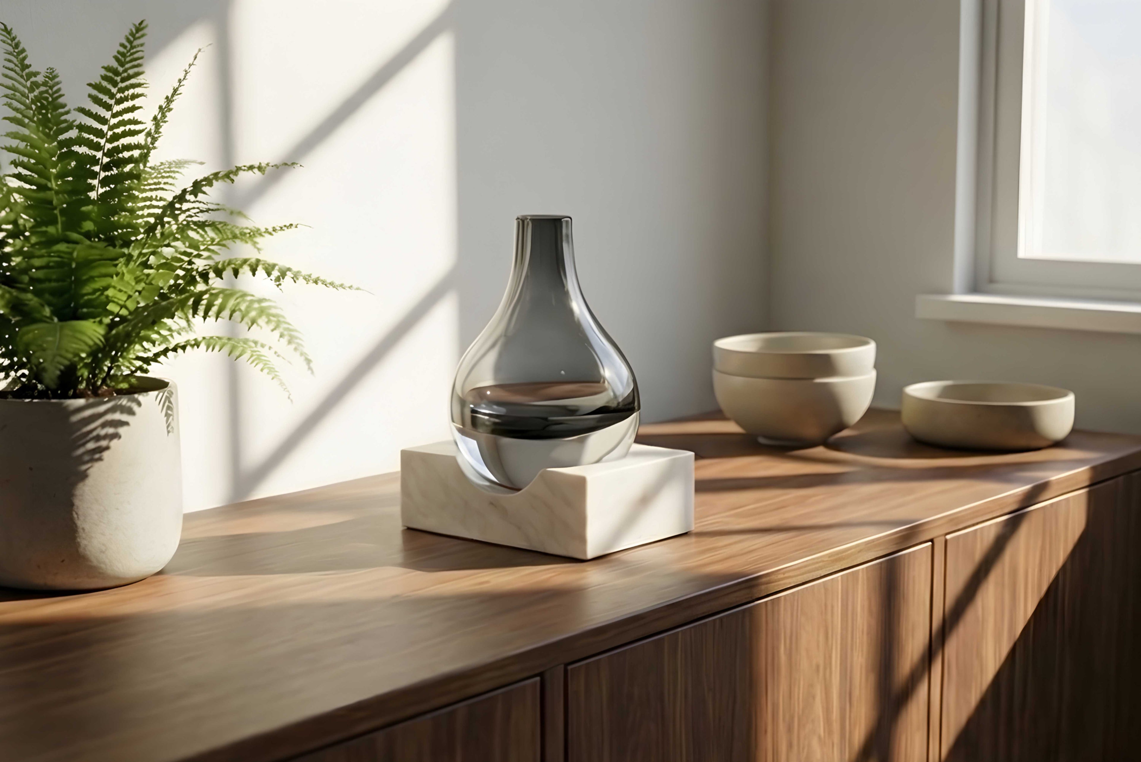 Charm Bottle Vase with Marble Base