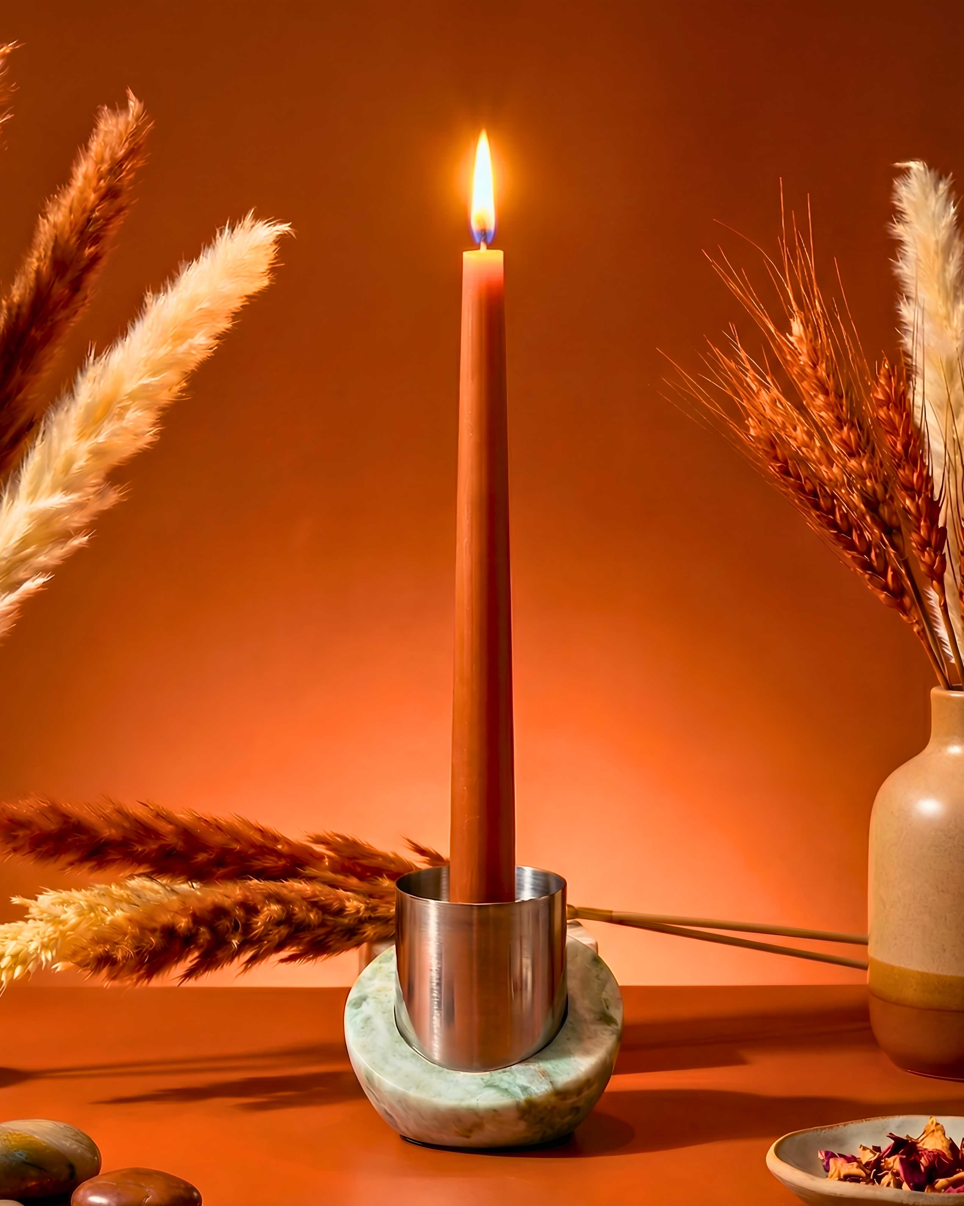 Moonlit Marble Glow Candle Stand