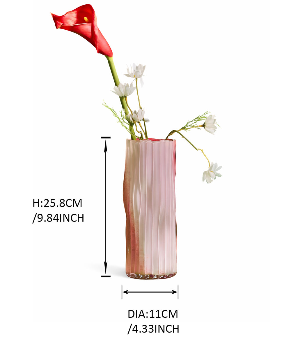 Crimson Swirl Glass Vase