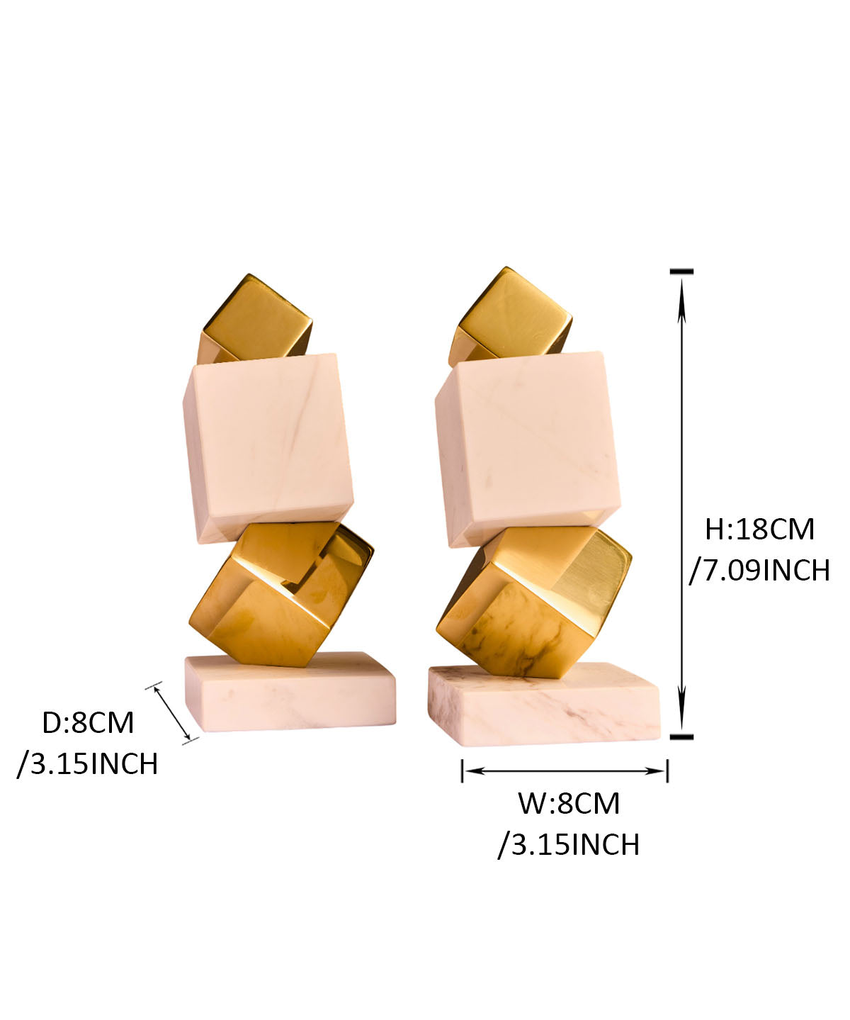 Golden Cube Bookend Set