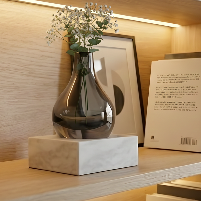 Charm Bottle Vase with Marble Base