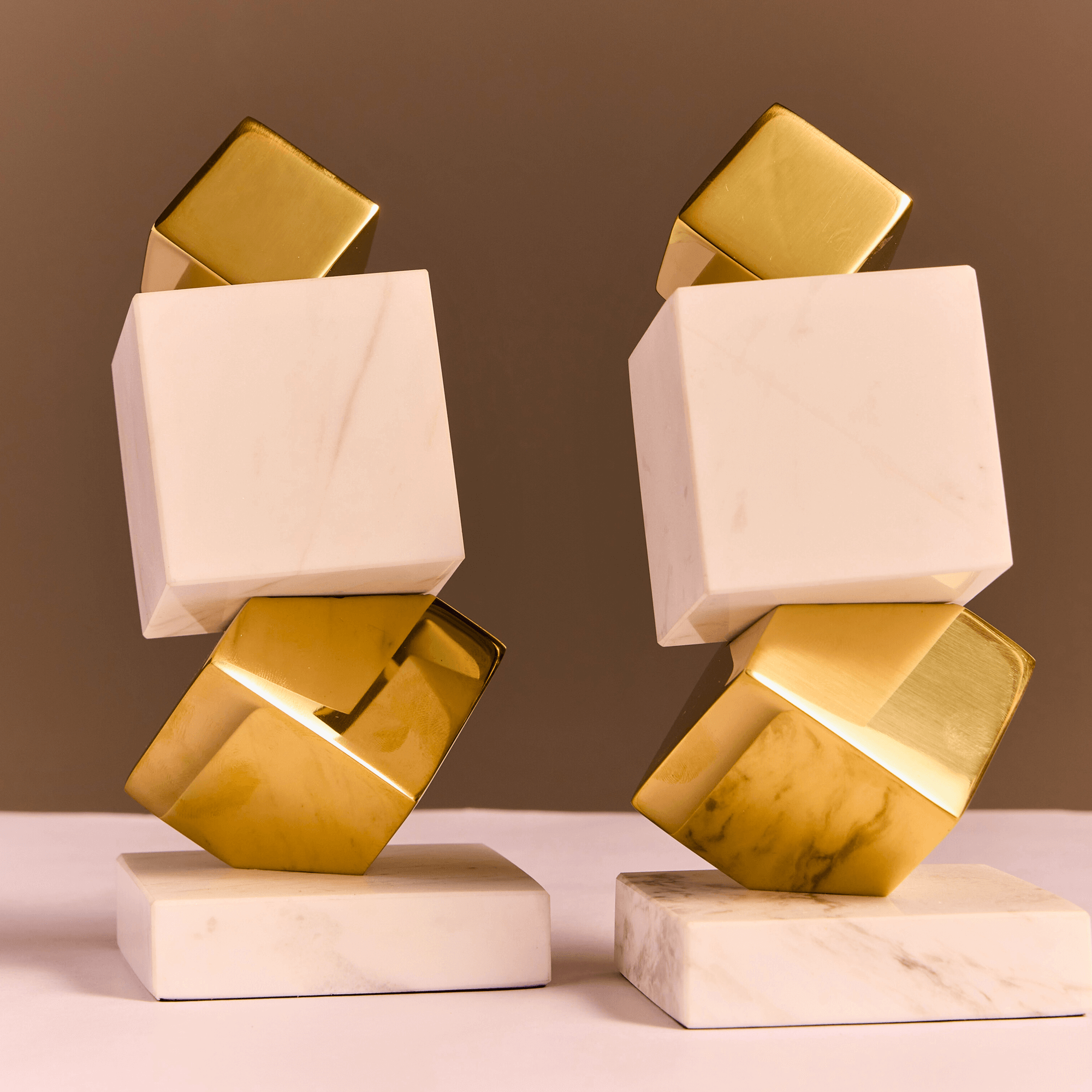 Golden Cube Bookend Set